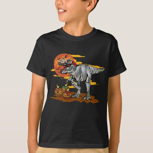 Dino-Mash: Spookachtige Pumpkinosaurus T-shirt (Voorkant)