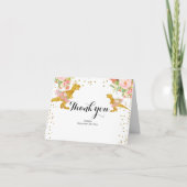 Dino Meisje Roze Goud staand Dank u kaart (Voorkant)