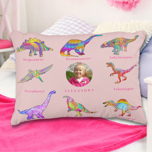 Dino meisjes persoonlijke naam en foto accent kussen