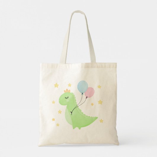 Dino met ballonnen tote bag (Achterkant)