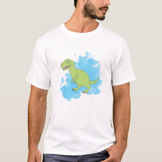 Dino met Blauwe Verf T-shirt (Voorkant)
