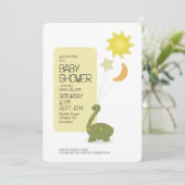 Dino met Mylar Baloons Baby shower Uitnodiging (Staand voorkant)