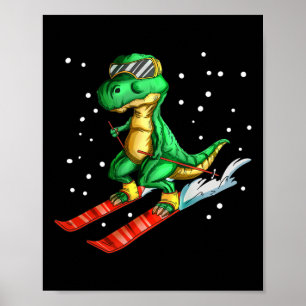 Dino met skibril Skiër Dinosaur T-Rex Skiën  Poster