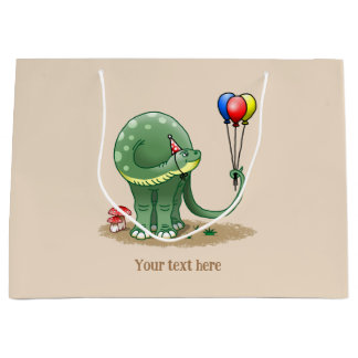 Dino met verjaardagsballonnen groot cadeauzakje