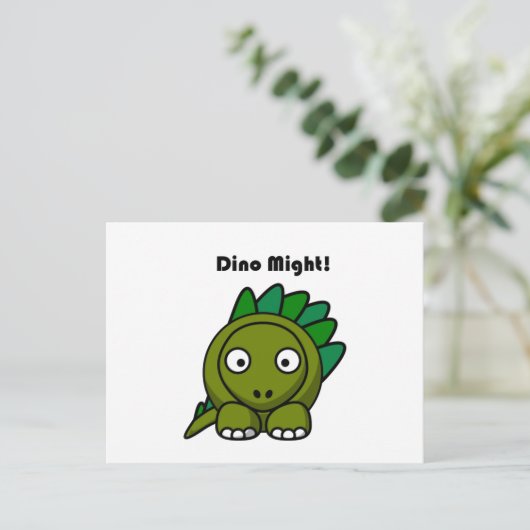 Dino Might Groene Stegosaurus Grappige Kinder Cart Briefkaart (Staand voorkant)