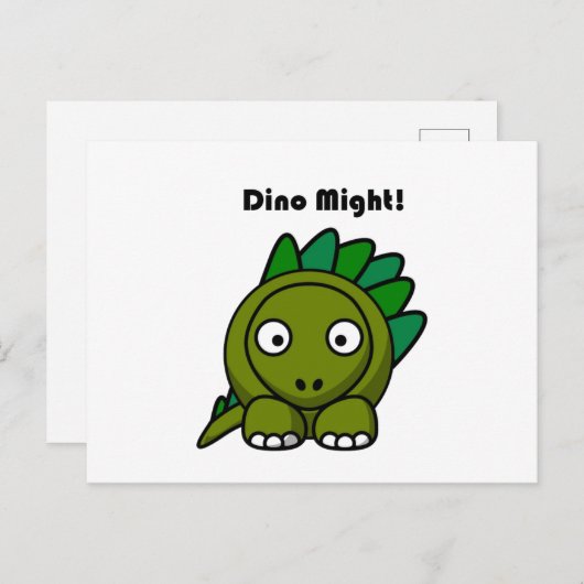 Dino Might Groene Stegosaurus Grappige Kinder Cart Briefkaart (Voorkant / Achterkant)