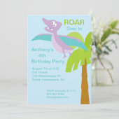 DINO-mijt Pterodactyl Kinderen Aanwezige uitnodigi Kaart (Staand voorkant)