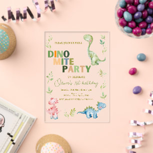 Dino-mite 1e verhuizingspartij acryl uitnodigingen