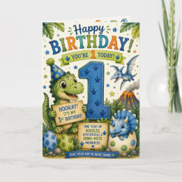 Dino-Mite 1e verjaardag Kaart