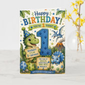 Dino-Mite 1e verjaardag Kaart (Gele Bloem)