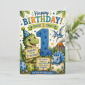 Dino-Mite 1e verjaardag  Kaart (Staand voorkant)
