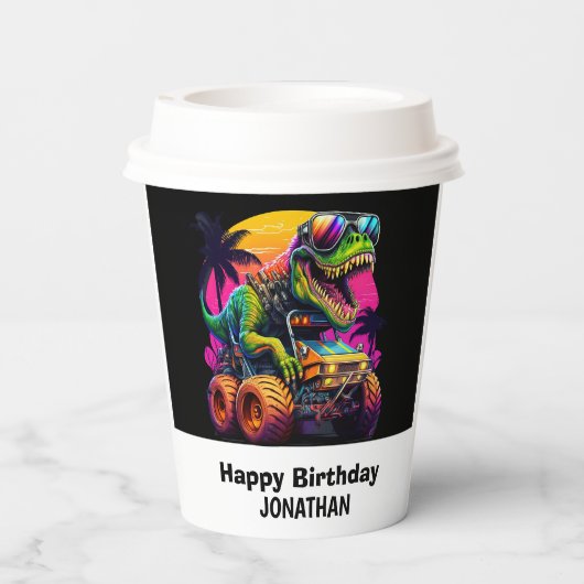 Dino-Mite 1e verjaardag Papieren Bekers (Achterkant)