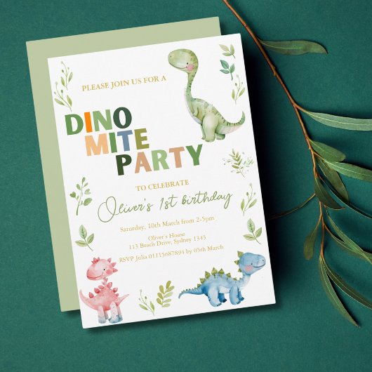 Dino-mite 1e verjaardagsfeestje kaart