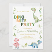 Dino-mite 1e verjaardagsfeestje kaart (Voorkant)