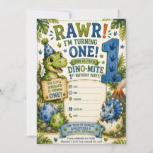 Dino-Mite 1e verjaardagsuitnodiging