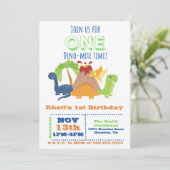 Dino-Mite 1st Birthday - Dinosaur Fotouitnodiging Kaart (Staand voorkant)