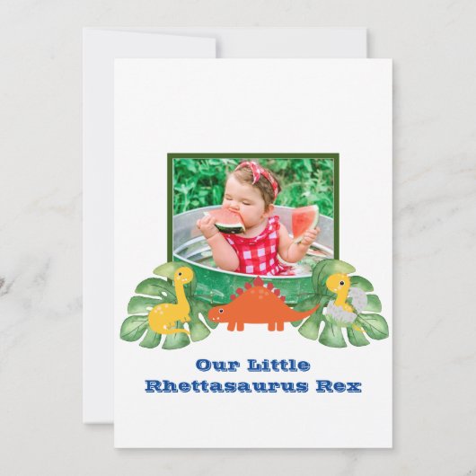 Dino-Mite 1st Birthday - Dinosaur Fotouitnodiging Kaart (Achterkant)