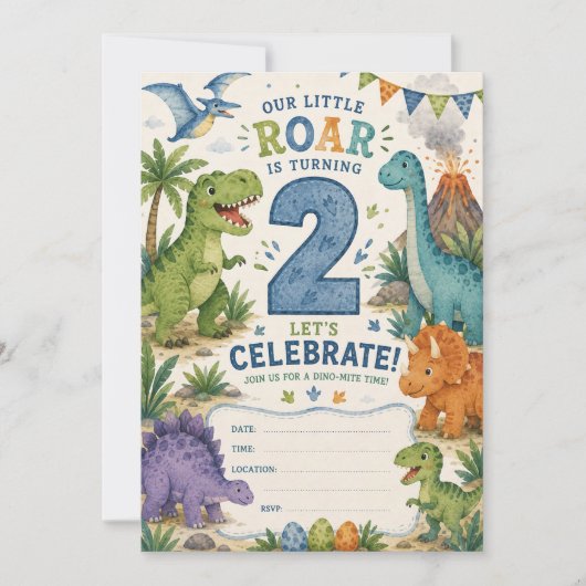 Dino-Mite 2e verjaardag Kaart (Voorkant)