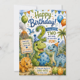Dino-Mite 2e verjaardagskaart Kaart