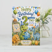 Dino-Mite 2e verjaardagskaart Kaart (Staand voorkant)