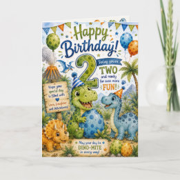 Dino-Mite 2e verjaardagskaart Kaart