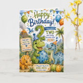 Dino-Mite 2e verjaardagskaart Kaart (Gele Bloem)