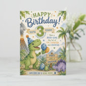 Dino-Mite 3e Verjaardagskaart Kaart (Staand voorkant)