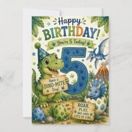 Dino-Mite 5e Verjaardagskaart Kaart
