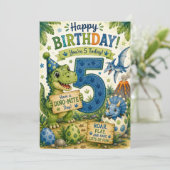 Dino-Mite 5e Verjaardagskaart Kaart (Staand voorkant)