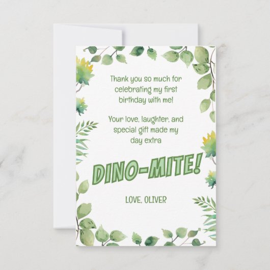 Dino-mite Bedankt voor Dino Baby's 1e Verjaardag (Achterkant)