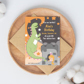 Dino-mite Birthday Bash! Handgetekende dinosaurusu Kaart