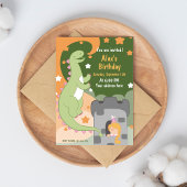 Dino-mite Birthday Bash! Handgetekende dinosaurusu Kaart