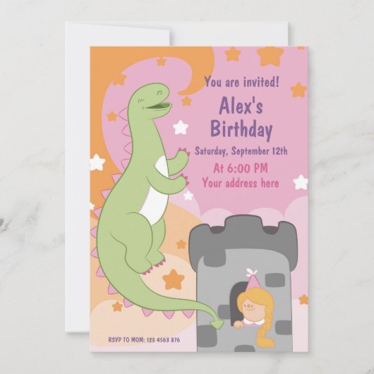 Dino-mite Birthday Bash! met de hand getekende din Kaart (Voorkant)