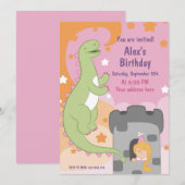 Dino-mite Birthday Bash! met de hand getekende din Kaart (Voorkant / Achterkant)