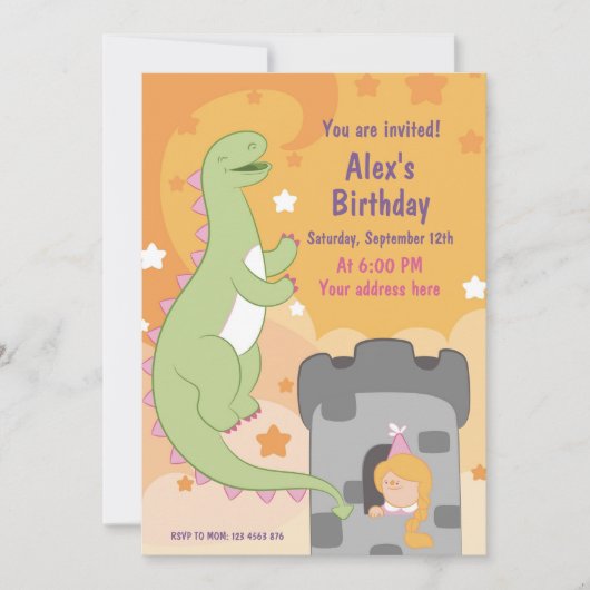Dino-mite Birthday Bash! met de hand getekende din Kaart (Voorkant)
