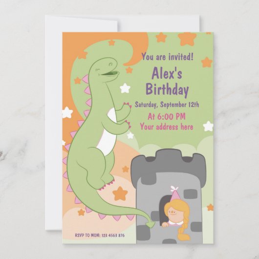Dino-mite Birthday Bash! met de hand getekende din Kaart (Voorkant)