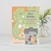 Dino-mite Birthday Bash! met de hand getekende din Kaart (Staand voorkant)