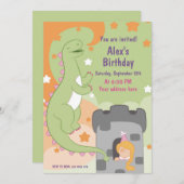 Dino-mite Birthday Bash! met de hand getekende din Kaart (Voorkant / Achterkant)