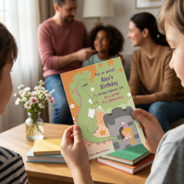 Dino-mite Birthday Bash! met de hand getekende din Kaart