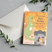 Dino-mite Birthday Bash! met de hand getekende din Kaart