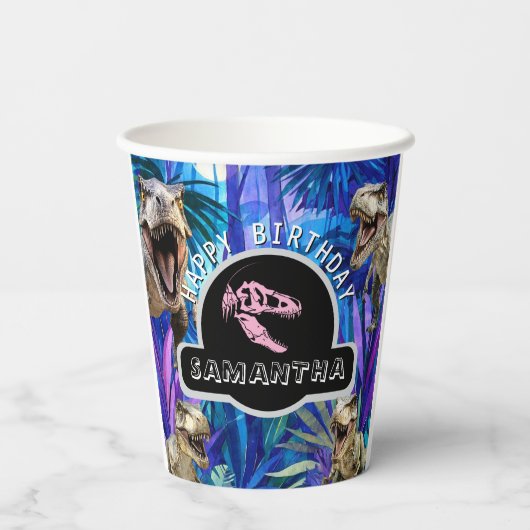 Dino-Mite Birthday Bash Papieren Bekers (Achterkant)