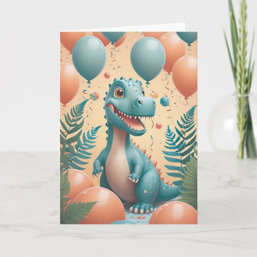 Dino-Mite Birthday Roar in Cool Mint Kaart (Voorkant)