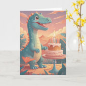 Dino-Mite Birthday Roar Kaart (Gele Bloem)