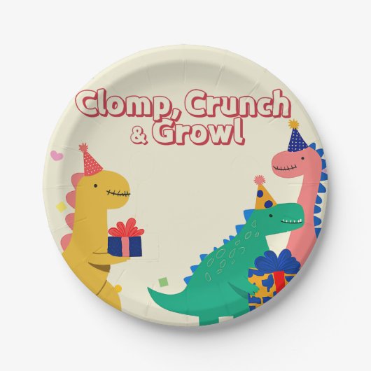 Dino-Mite Birthday Uitnodiging Papieren Bordje (Voorkant)