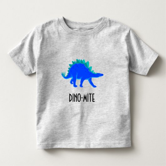 DINO-MITE!  Blauwe dinosaurus (Stegosaurus), pas a Kinder Shirts (Voorkant)