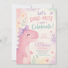 Dino-Mite Celebrate Dinosaur Invitation Editable Kaart