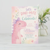 Dino-Mite Celebrate Dinosaur Invitation Editable Kaart (Staand voorkant)
