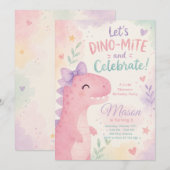 Dino-Mite Celebrate Dinosaur Invitation Editable Kaart (Voorkant / Achterkant)