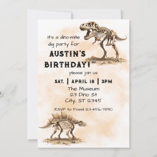 Dino-Mite Dig Birthday Party Kaart (Voorkant)