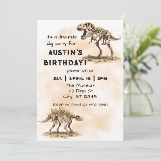 Dino-Mite Dig Birthday Party Kaart (Staand voorkant)